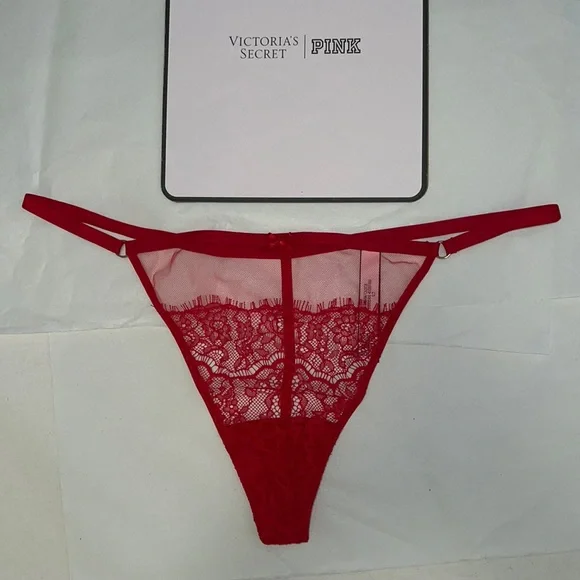 Victoria's Secret VString Mesh & Lace Red THONG Panty XL - Picture 1 of 12